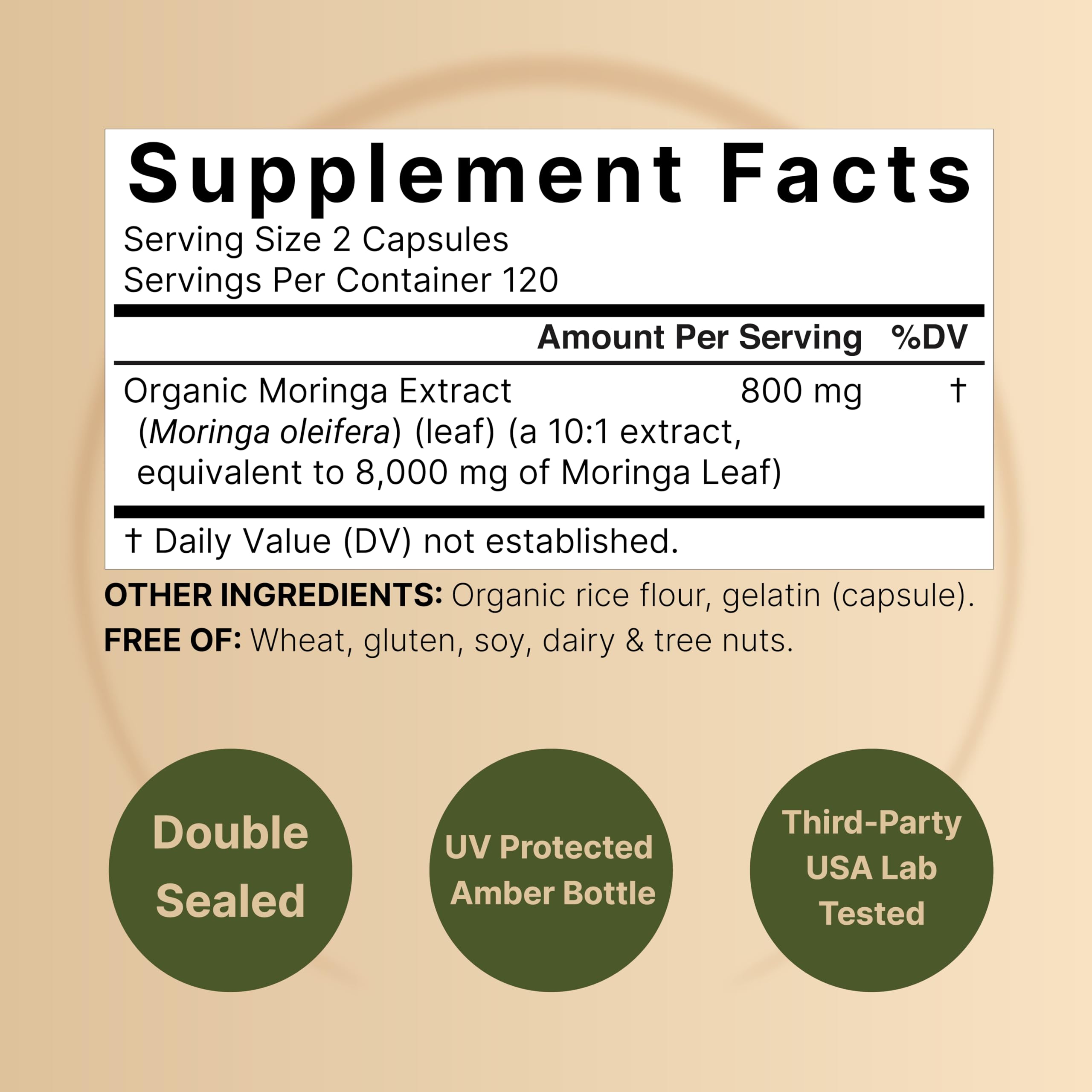 NatureBell Pure Moringa Capsules 8,000mg Per Serving | Made with Moringa Powder Organic, 240 Capsules – Green Superfood, Skin Health, & Immune Support – Non-GMO, Gluten Free, 4 Month Supply