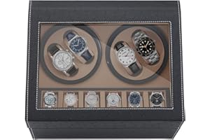 NOSTHEART Watch Winder for Automatic Watches , 4+6 Watch Winder Storage Display Box with Ostrich Pattern Leather Japanese Quiet Motor, Flexible Watch Pillows Watch Case for Man and Woman's Watches Ac Adapter