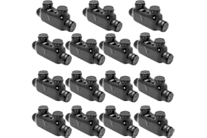 AMLIBER Black Insulated in-Line Splice Alumiconn Connector 2 Set Screws - 1/0-14 Wire Range - 3/16 Allen Hex - Pre-Filled with Oxide Inhibitor, Rubber Vinyl Coating, 6061-T6 Aluminum CU9AL, (15 Pack)