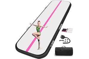 LVAOSTT Gymnastics Air Mat Tumbling Mat 13ft/16ft/20ft Tumble Track, Inflatable Tumbling Mat 4/8 inch Thickness Gymnastics Air Training Mats with Electric Air Pump for Home Use/Tumbing Meditation/Cheerleading/Water Use