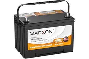 MARXON Group 34 Start and Stop Car Battery 12v 55AH 650CCA AGM BCI34 Maintenance Free Automotive Replacement Batteries