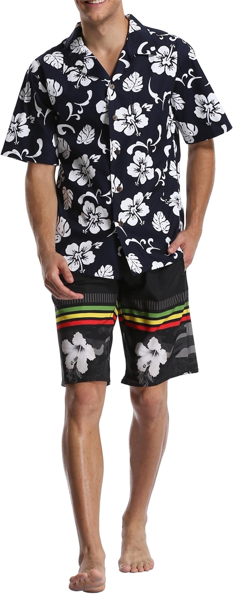 Kasual Mens Hawaiian Shirts Coconut Tree Printed Aloha Shirts,Size S-XXL in 45 Colors