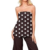Ythomm Womens’s Ruffle Hem Bandeau Tube Tops Casual Sleeveless Strapless Peplum Flowy Blouse Shirts Summer Going Out Tanks
