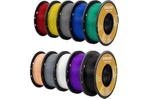 Kingroon PETG 3D Printer Filament, 10 Rolls, Dimensional Accuracy +/- 0.03 mm, 10kg Spool(22lbs), 1.75 mm，Black White Grey Red Blue Green Purple Skin Silver Yellow