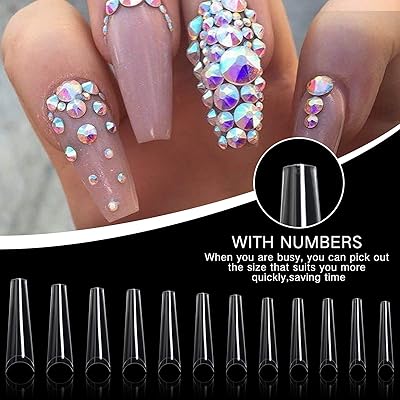 Buy Vcedas Extra Long Coffin Half Cover Nail Tips 1 Pcs Clear Xl C Curved Coffin Shaped Tips 12 Sizes Artificial Fake Nail For Acrylic Nails With Box Online In Indonesia B08yn8l9w3