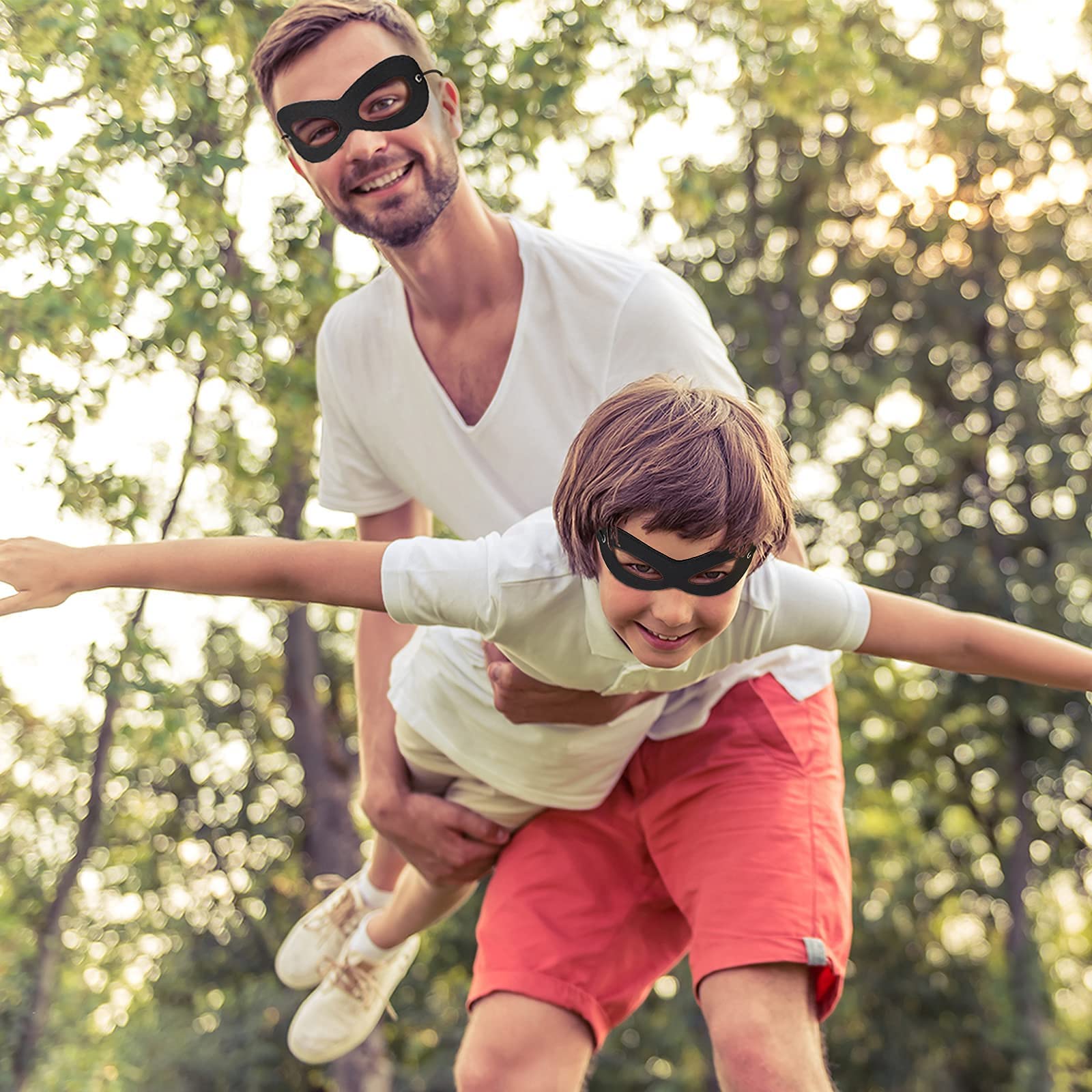 AIMIKE Superhero Mask, Black Felt Eye Mask, Halloween Dress Up, Adjustable Eyemask w/Elastic Rope