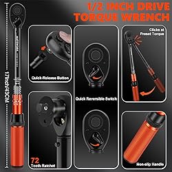 Matework 1/2 Inch Drive Click Torque Wrench, 10-160