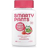 SmartyPants Probiotic & Prebiotic Immunity Gummies for Kids: 4 billion CFUs & Wellmune&reg; Prebiotic, VEGAN, NON-GMO, GLUTEN-FREE, PATENT-PENDING; STRAWBERRY CREME; 30 Day Supply