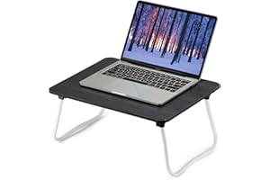 ZEAPTAC Laptop Bed Desk, Foldable Lap Table, Portable Study Table, Laptop Desk/Stand for Bed, Lightweight & Mini Table for Breakfast/Picnic/Drawing/Couch/Floor - Black
