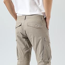 Plaid&Plain Men's Cargo Pants Slim Fit with