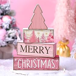 Lineshading 4 Pcs Christmas Table Decoration Wooden