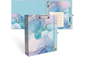 Lateefah 3 Ring Binder, 2 Inch Binder Organizer for Letter Size(8.5'' x 11'') with 5-Tab Dividers and Pockets, Portfolio Binder Cute Binder with Low Profile Clipboard for Office, School Supplies