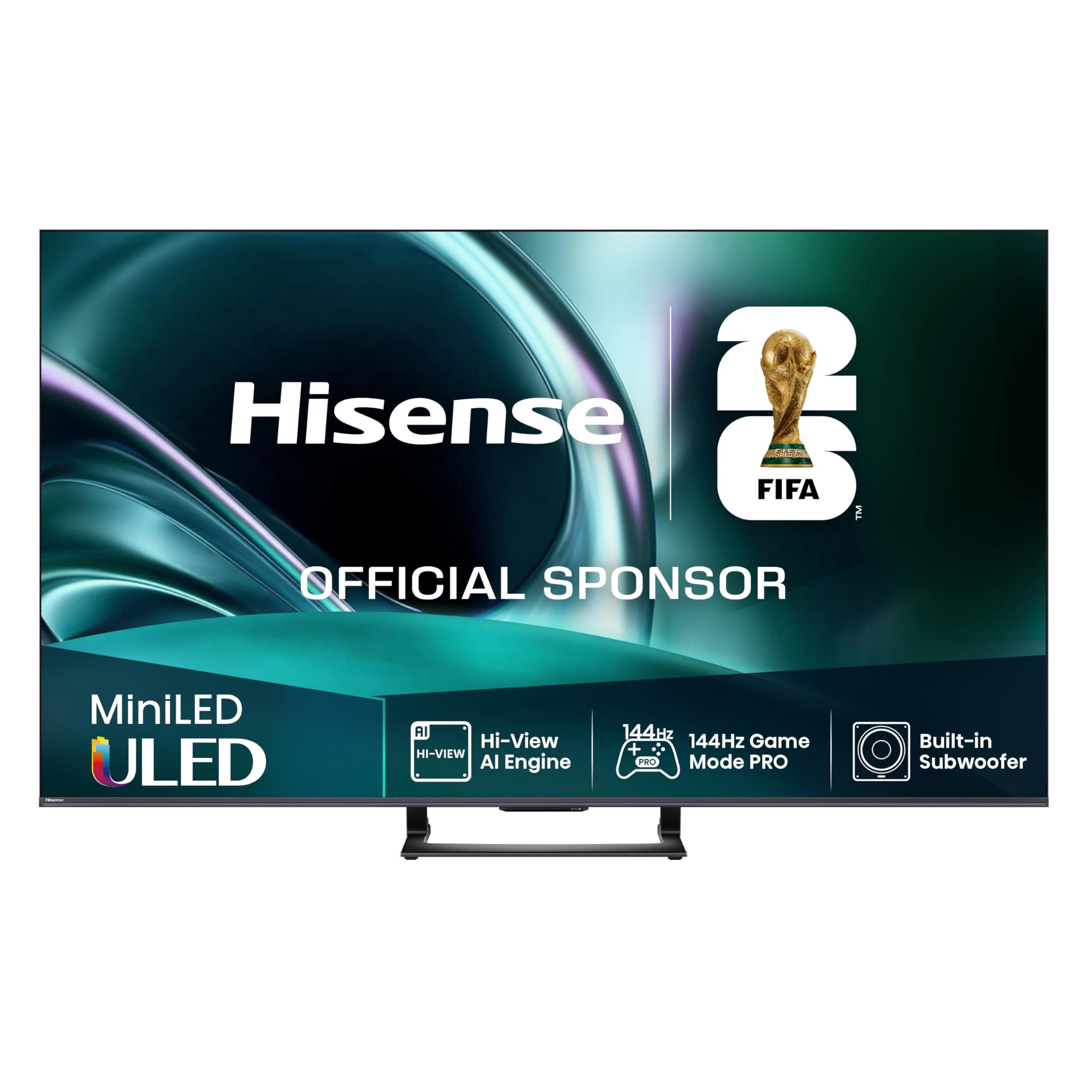 Hisense 65U7Q Fernseher 65 Zoll, 4K Mini LED ULED, Smart TV, Hi-View AI Engine, 144Hz Game Mode Pro, FreeSync Premium, Built in Subwoofer, Dolby Vision IQ Atmos, Airplay, Sprachsteuerung[2025] 4