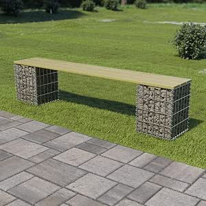 Tidyard- Banco de gaviones 180 cm Acero galvanizado y Madera de ...