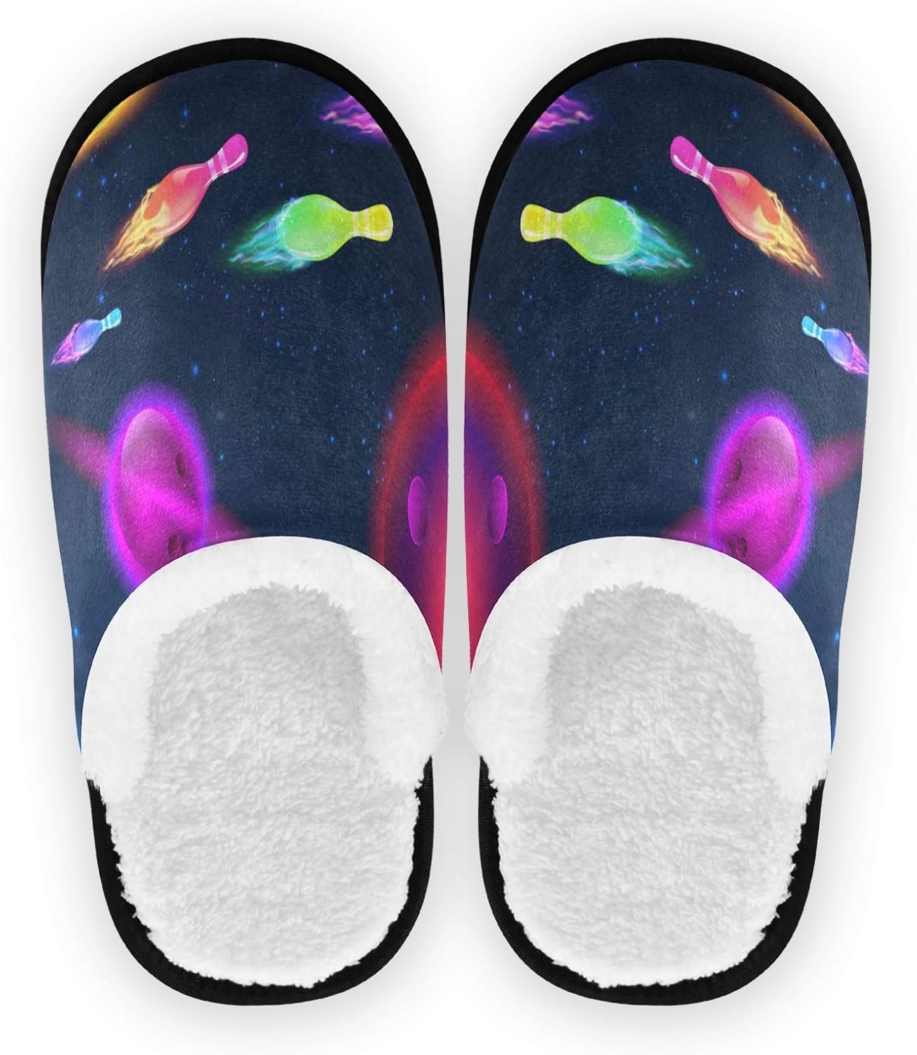 Linomo Galaxy Universe Bowling Slippers for Women Men Kids