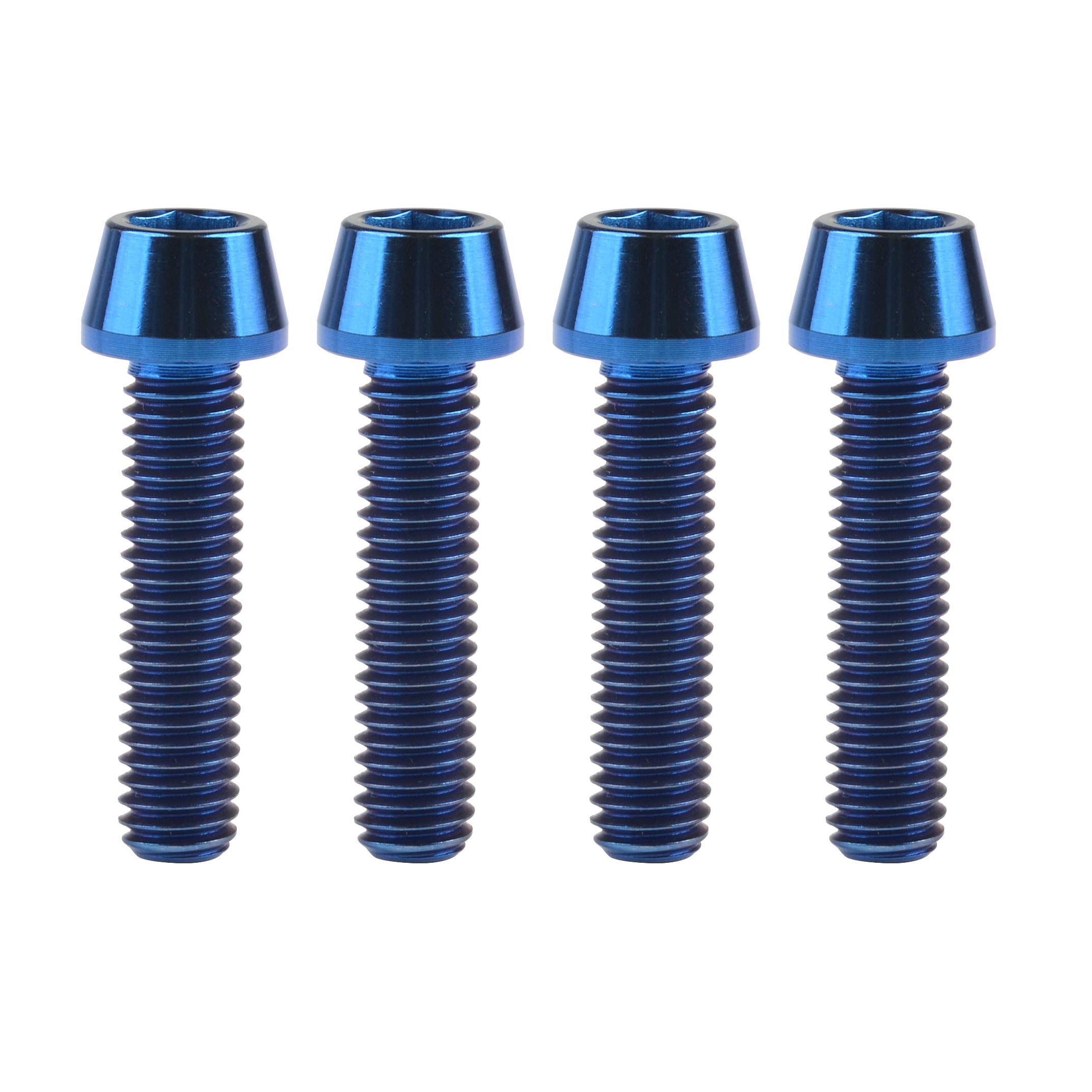 Wanyifa Titanium Ti M6 x 10 16 18 20 25 30 35 40 45 50 55 60 65mm Allen Hex Screw Socket Cap Tapered Bolt Pack of 4 (M6X25mm, Blue)