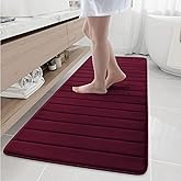 Buganda Memory Foam Bath Mat, 70" x 24", Ultra Soft and Non-Slip Bathroom Rugs, Water Absorbent and Machine Washable Bath Rug Runner for Bathroom, Shower, and Tub, Burgundy