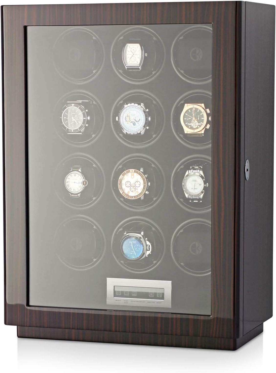 Watch Winder for 12 Automatic Watches with Interior Backlight and LCD Touchscreen Display