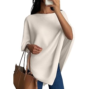 SHEWIN Womens Sweaters Elegant Knit Poncho Lightweight Asymmetry Shawl Wraps Fall Outfits for Women 2026