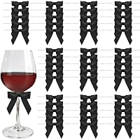 AIMUDI Black Bows 2.5\" Satin Bows For Gift Wrapping Twist Tie Bows For Crafts Pre-Tied Black Satin Ribbon Bows Small Gift Bows For Treat Bags Party Favors Wedding Decorations - 50