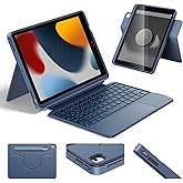 HOU Combo Keyboard Case for iPad 9th Generation (10.2", 2021)/8th Gen/7th Gen/iPad Air 3/Pro 10.5 Multi-Touch Trackpad,7 Color Backlight,Rotatable & Detachable,Portrait/Landscape Modes,Navy Blue