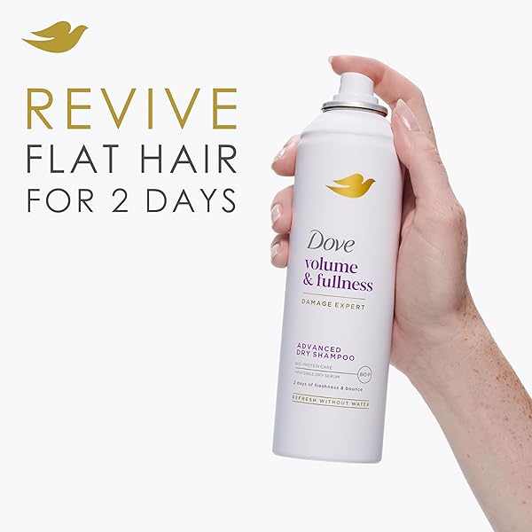 DOVE ADVANCED DRY SHAMPOO VOLUME & FULLNESS REFRESH & REVIVE FLAT HAIR WITHOUT WATER FOR 2 DAYS OF FRESHNESS & BOUNCE 5 OZ