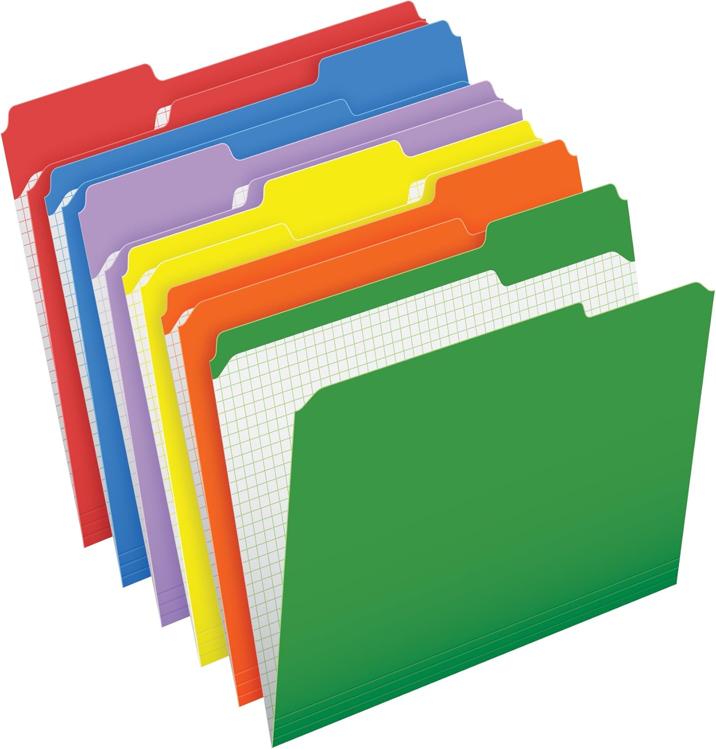 Pendaflex Color File Folders with Interior Grid, Letter Size, Assorted Colors, 1/3 Cut, 100/BX (R152 1/3 ASST) : Colored File Folders : Office Products