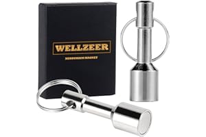 WELLZEER Keychain Magnet for Testing Brass,Keychain Pocket Magnets for Purse with Strong Magnetic Rare Earth Neodymium,Gold,Silver, Jewelry,Ferrous Metals Test Magnet and Hanging Keys Holder D12mm
