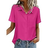 Zeagoo Women Blouses Short Sleeve Button Down Shirts Business Casual Dressy Work Tops Summer Spring Clothes