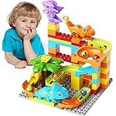 Marble Runs Building Blocks for Kids Dinosaur,Classic Big Blocks Educational Stem for Toddlers,Compatible with Major Brands Birthday Toys Gifts for Age 3 4 5 6 7 8+ Boys Girls