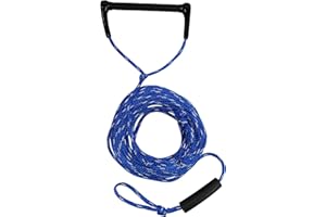 SGT KNOTS Heavy-Duty Water Ski Rope with Floating Handle - Lightweight Watersports Rope for Wake Board Tow, Towing Tubes & More (3/8" x 75ft, BlueWhite)