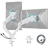 ARES WING Dual Monitor Mount, Heavy Duty Monitor Arms for 2 Monitors for 17-35 Inch, Fully Adjustable Monitor Desk Stand with USB A/C for Ultrawide Screen, VESA 75x75 or 100x100mm, White