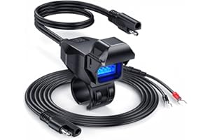 EXTRACTME Motorcycle Phone Charger, Quick Charge 3.0 Motorcycle USB Charger with LED Light and Automatically ON/Off Switch, Waterproof U-Type Terminal to USB Adapter for Phone