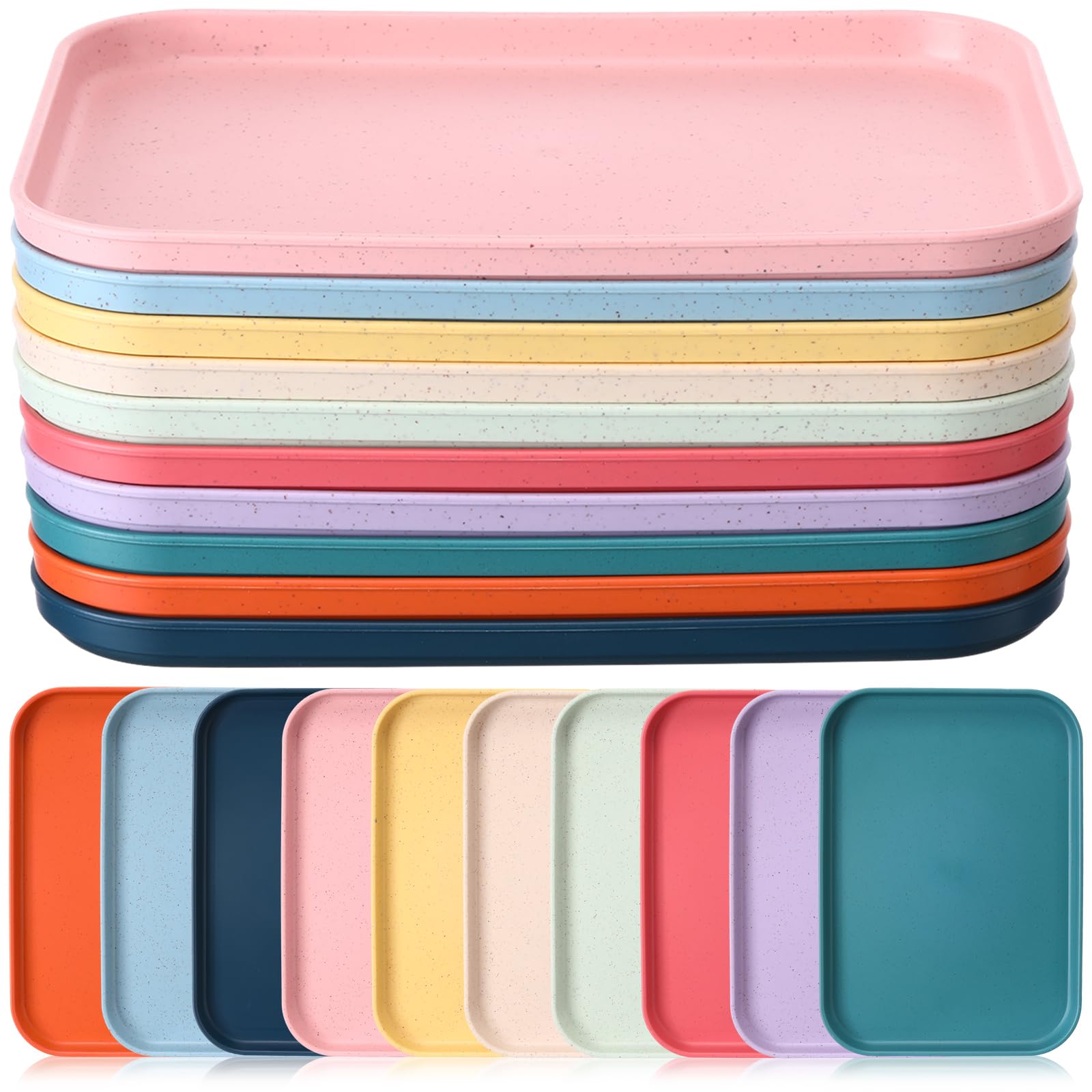 Photo 1 of Dandat 20 Pack Small Plastic Fast Food Trays Bulk 9.8 x 6.7 Inch Rectangular Colorful Cafeteria Trays Serving Platter for Lunch Kitchen Hotel Restaurant Party Projects