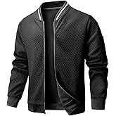 Wizoat Mens Casual Jacket Loose Fit Lightweight Jacket Varsity Bomber Jacket with Zipper