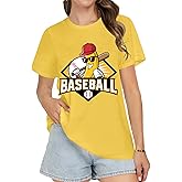 Womens Baseball Shirt Game Day Shirts Baseball Team Shirt Funny Fan Short Sleeve Tee