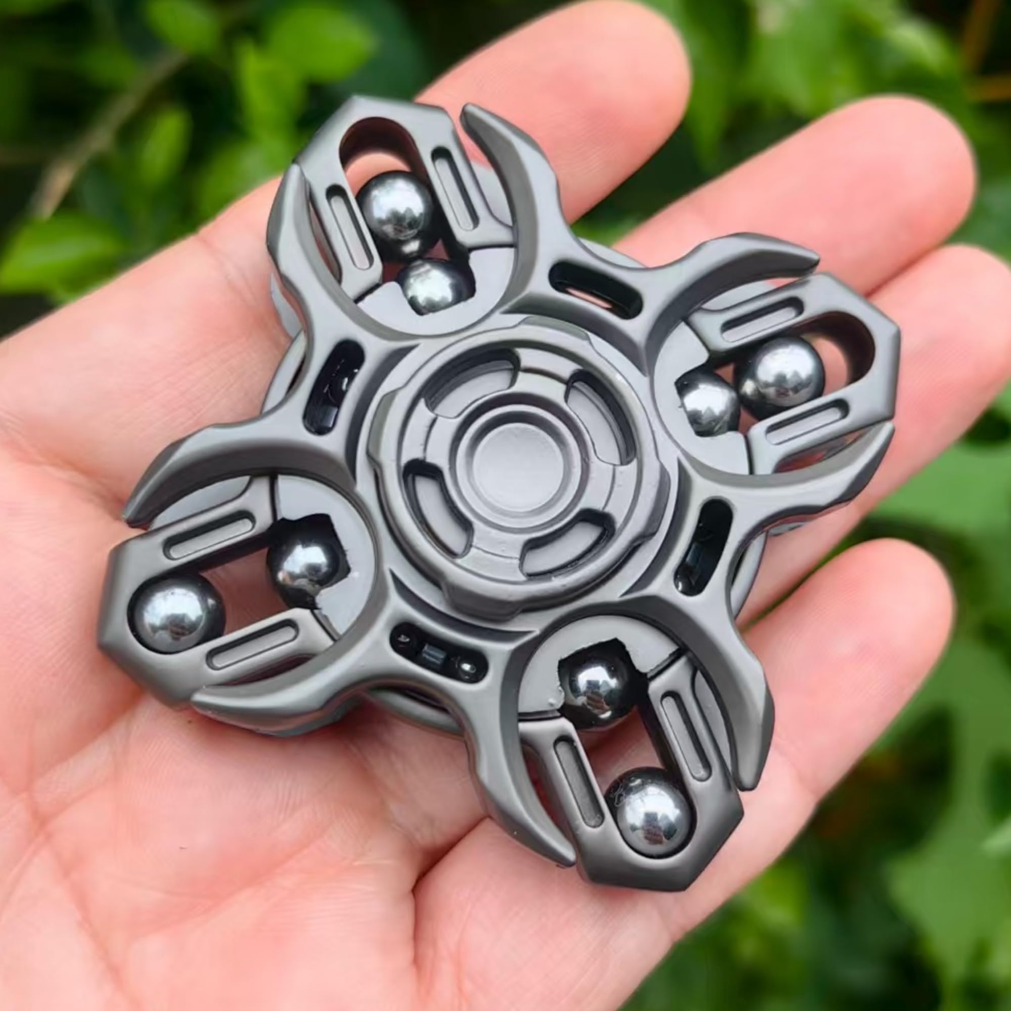 T-Conceal EDC Fidget Sliders Tuning Fork Fingertip Gyroscope Stress Relief Toys for Adults Enhance Concentration and Relaxation Long Spin Time Magnetic Metal Toys (Grey) — image 1