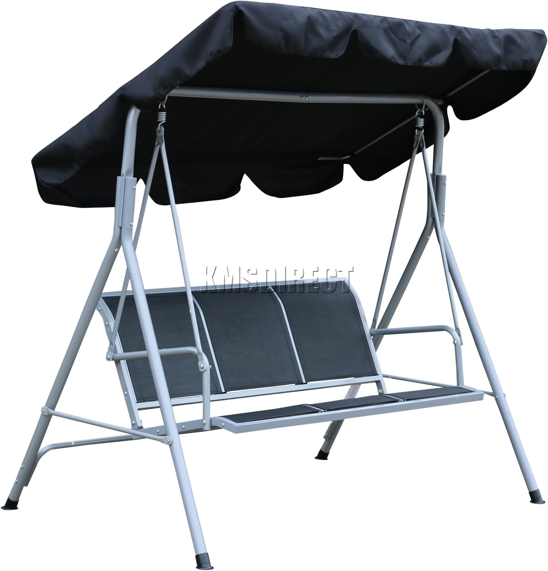 BIRCHTREE Garden Metal Swing Hammock 3 Seater Chair Bench Furniture Lounger Shelter Canopy Patio Outdoor FHSC08 Black