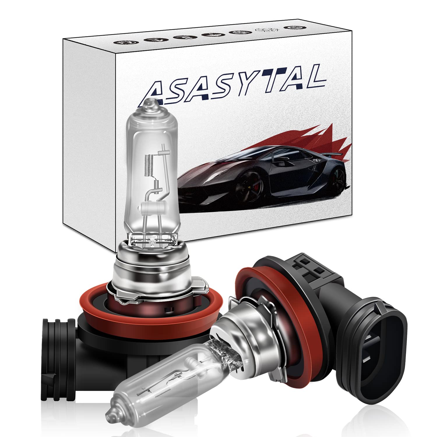 Asasytal H9 12V 65W Bulb Halogen Headlight High/Low Beam, 3000K Yellow Lights Fog Light Auto DRL for Original Halogen Bulbs Replacement, 2 Pieces
