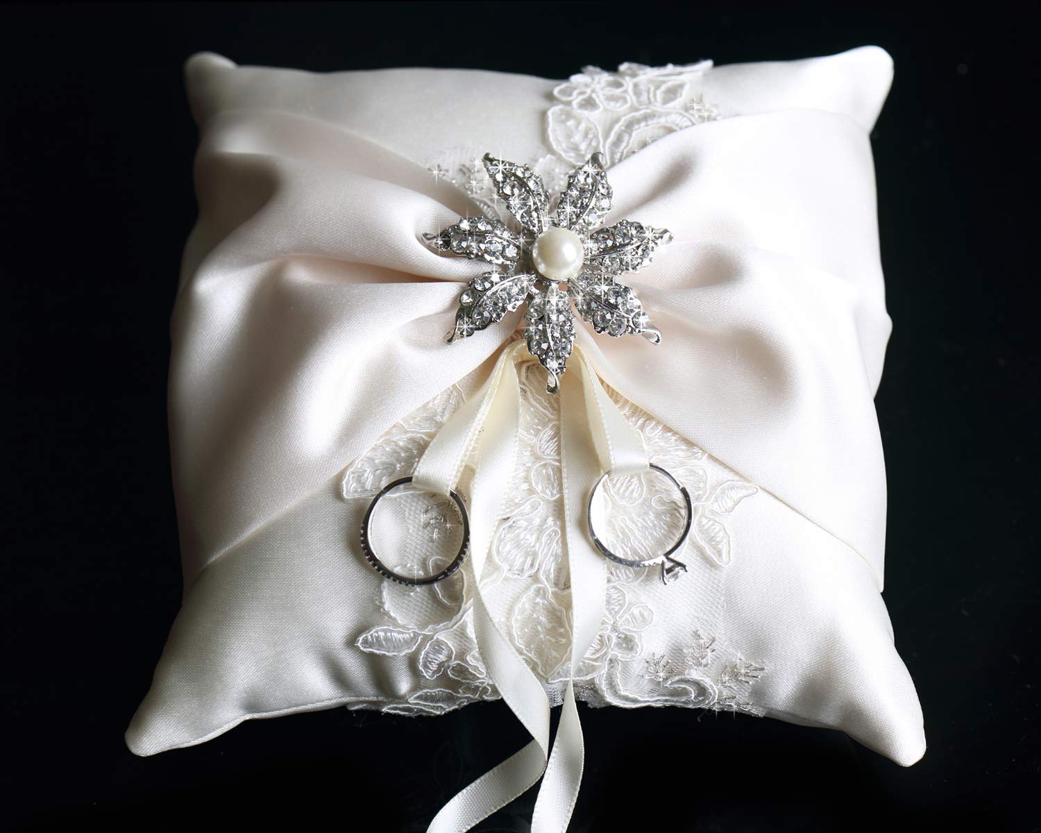 Amazon Com Wedding Ring Bearer Pillow Champagne Bow Ring Pillow