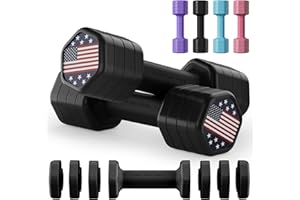 Zempox Adjustable Dumbbell Set of 2, 4 in 1 Hand Weights for Women at Home, 5 lb Weights Dumbbells set of 2, Each 2lb 3lb 4lb 5lb with TPU Soft Rubber Handle for Home Gym Exercise Training