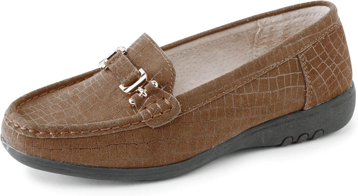 Cotton Traders Womens Leather Flexisole Loafers Tan Amazon.co.uk