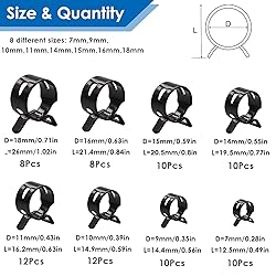 Tnisesm 80Pcs Spring Band Hose Clamps Assortment