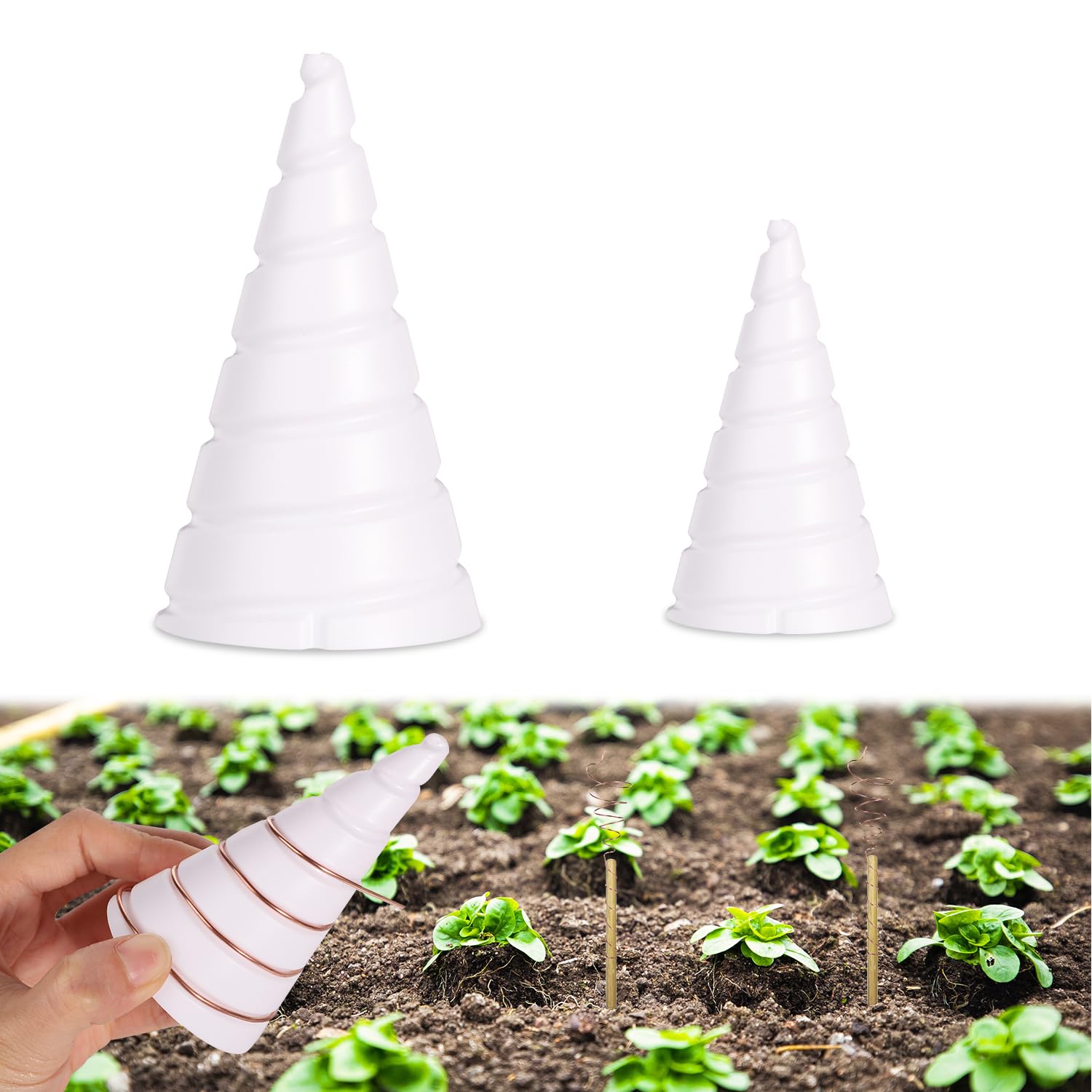 TOYMIS 2pcs Spiral Coil Winding Jig, 2 Sizes Copper Gardening Antenna Making Tool Gardening Copper Wire Antenna Jig for Electroculture Gardening Growing Plants Vegetables (White)