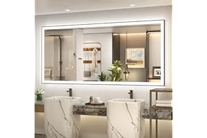 SMIROR 77x36 LED Lighted Bathroom Mirror for Wall, Matte Black Framed Vanity Mirrors with Lights, Front and Backlit, Dimmable, Anti-Fog, Memory, Shatterproof, ETL Listed (Horizontal/Vertical)