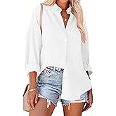 Zeagoo Womens Button Down Shirts Oversized Long Sleeve Floral Printed Blouses Casual Work Tops Drop Shoulder Outfit Clothes