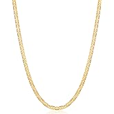 Barzel 18K Gold Plated Mariner Chain Necklace for Women, Flat Marina - Made in Brazil