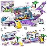HOGOKIDS 3-in-1 Friends Airplane Building Toy Set - 808PCS Plane/Boat/Camper Van Building Toys with Cute 6 Mini Animals, Slide, Fun Accessories and Stickers, Birthday Gifts for Girls Boys Age 8-12+