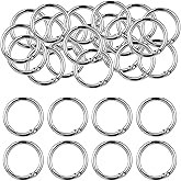 Yuanchu 40 Pack 0.5 Inch Round Buckle Clips, Metal Spring O Rings Silver Carabiner Clips Keychain Snap Hook Zinc Alloy Keyring Buckle for Bag Purse Craft DIY