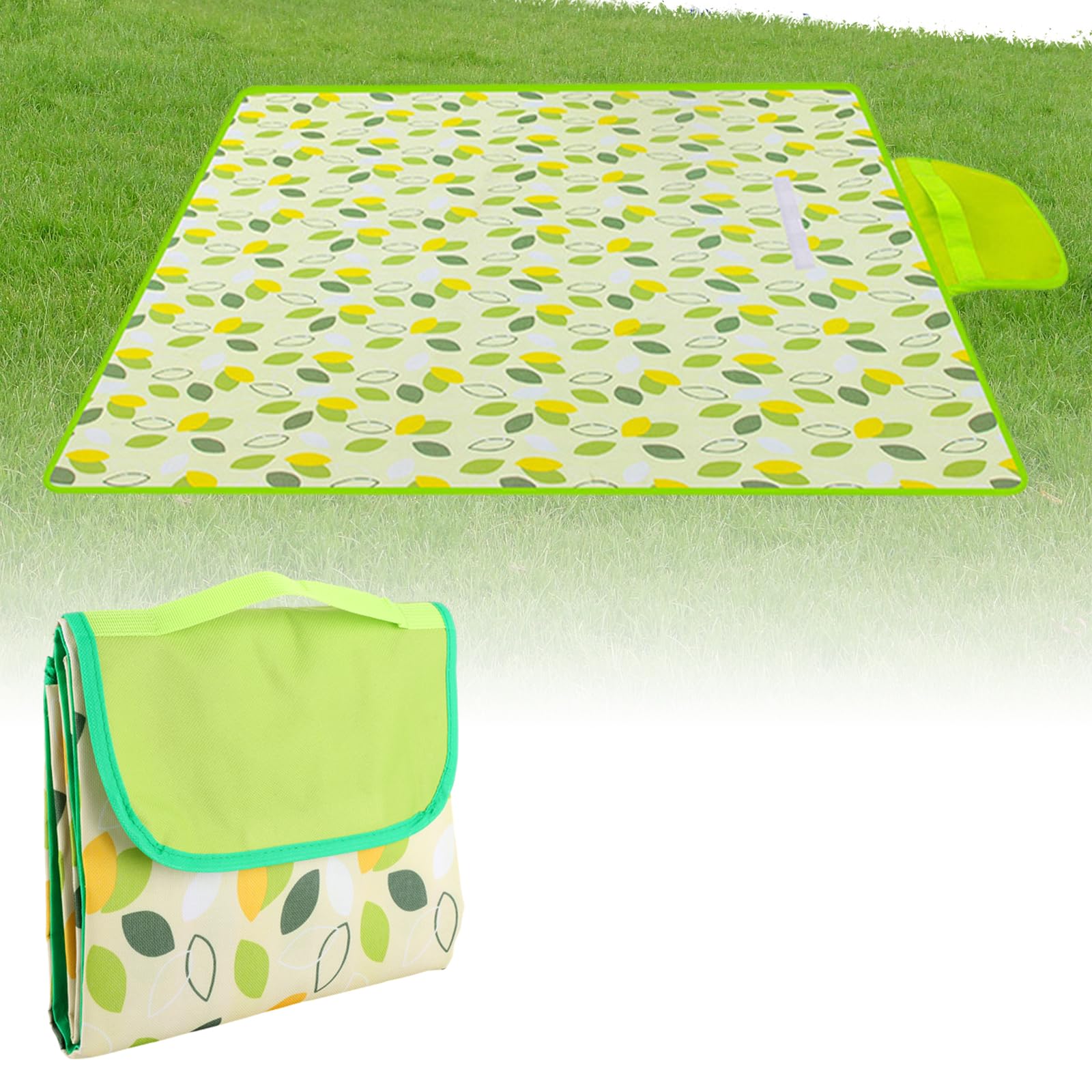 ASelected Picnic Blanket, Waterproof Picnic Mat 200x200cm Large Beach Blanket with Carrying Handle, Washable Foldable Picnic Blanket for Camping, Family Picnic, Park, Garden